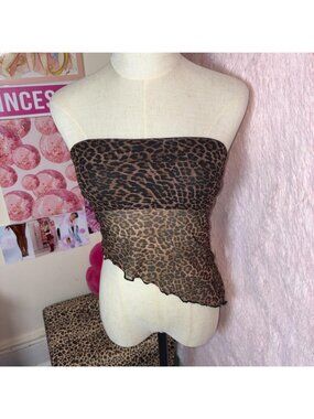 Edikted Leopard print tube top with ruffled hem